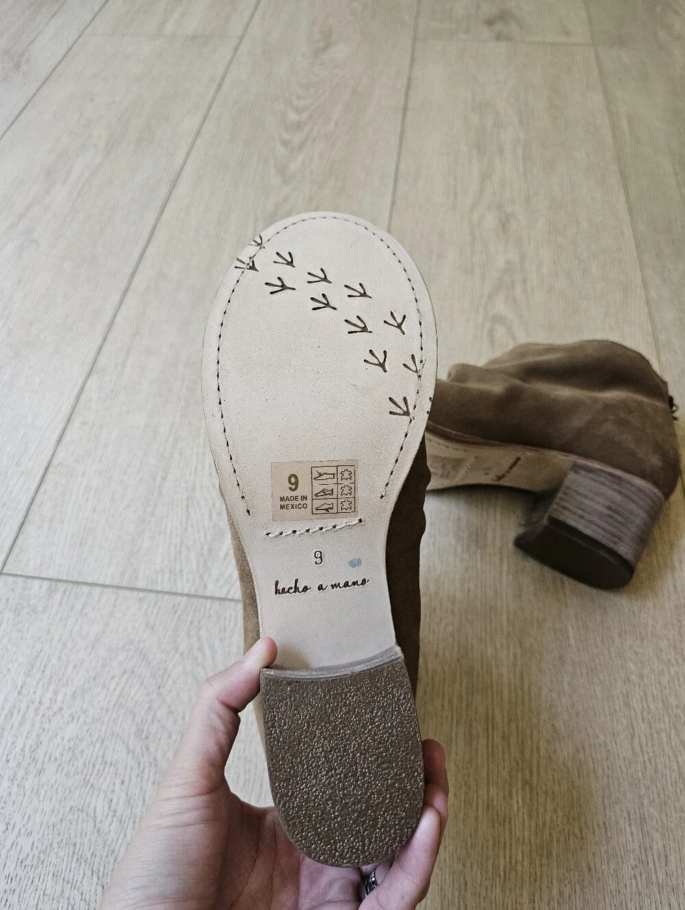 $375 BEEK Eaglet Heeled Suede Booties Taupe Brown